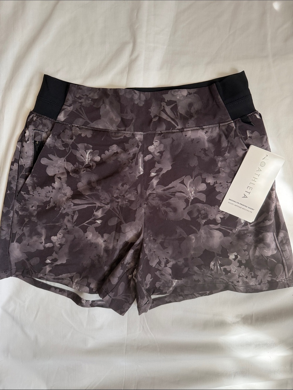 Athleta Women's Dark Gray Floral Active Shorts